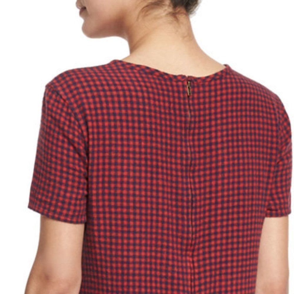 Current / Elliott Womens Size 2 Red Blue Check Short Shift Dress With Pockets